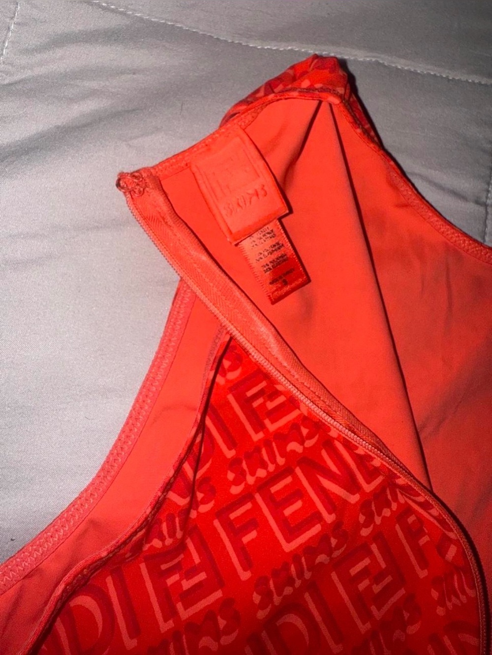 Skims Fendi Red Logo-Embossed Sleeveless Dress - Picture 4 of 4